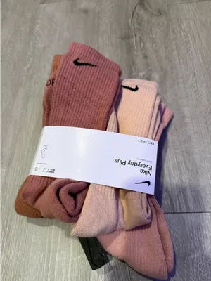 Nike Dri-Fit pink, beige, brown crew socks thumbnail 2