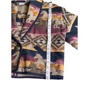 Vintage Carolina Colours Southwestern Tapestry Jacket Tribal Aztec Horses Size S thumbnail 7