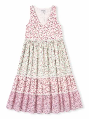LoveShackFancy for Target Camille Babydoll Dress XS Pink Floral Lace Tiered thumbnail 2