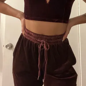 Velour Maroon Joggers thumbnail 4