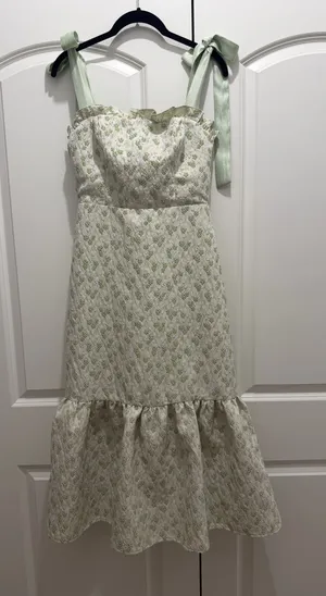 Green floral midi dress size small thumbnail 1