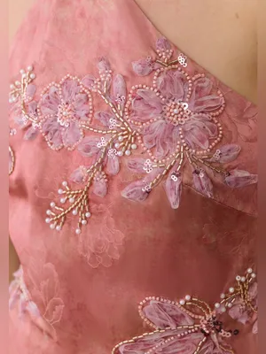 NWT Few Moda Kayda o.p.t pink sequin floral size 10 beaded maxi gown thumbnail 4