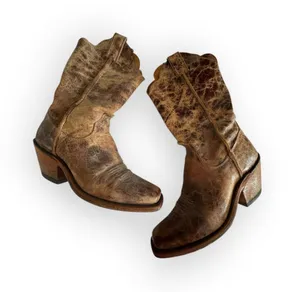 Justin Bent Rail Distressed Brown Leather Western Boots thumbnail 1