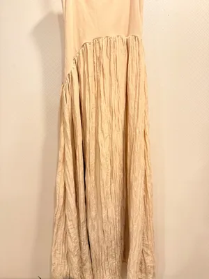 Anthropologie Find Me Now Gold Asymmetric Drop Waist Maxi Elegant Dress Modern Evening Size XS thumbnail 4