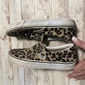 Vans Slip On Sneakers Women's Size 6 Leopard Animal Print Canvas Shoes Comfy thumbnail 6