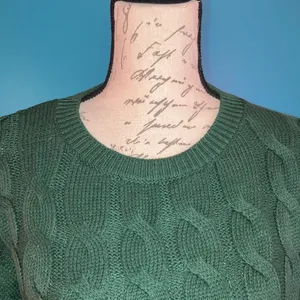 NWT ANRABESS Green Cable Knit Sweater, Large thumbnail 2