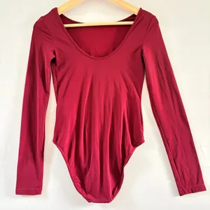 Maje Magicien Bordeaux Red‎ Long Sleeve Low Back Bodysuit Size 2 NEW thumbnail 1