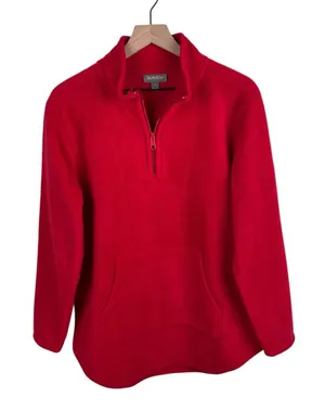 Style & Co Women's Polar Fleece Quarter Zip Mock Neck Sweatshirt Size Medium Red thumbnail 1