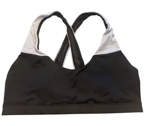 Victoria Sport Sports Bra Womens M Black Silver Crisscross Mesh Activewear Gym thumbnail 1