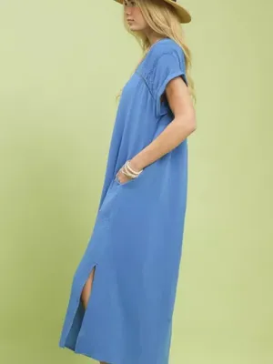 Umgee Button-Front Gauze Midi Dress‎ with Lace Detail thumbnail 2