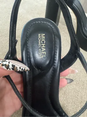Michael Kors Black Laci Platform Block Heel Sandals with Gold Buckle thumbnail 10