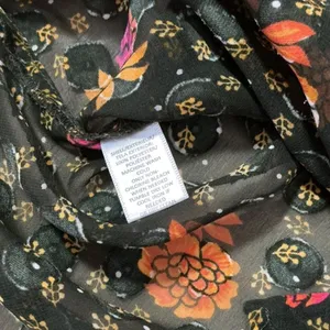 LOFT Floral Swiss Dot Sheer Button Down Blouse Womens M Green Fall Dark Academia thumbnail 7