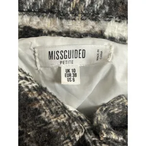 Missguided Gray Wool Plaid Collared Long Sleeve Button Down Shirt Coat Jacket 6 thumbnail 5