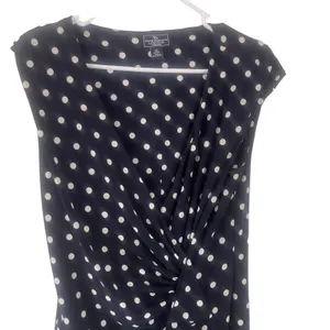 American Living Women's 14‎ Blue Polka Dot Runched Ruffle Dress Kentucky Derby thumbnail 2