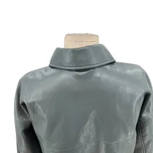 Aritzia Babaton Pelli Hip Shirt Jacket Vegan‎ Leather Shacket Gray Green XS thumbnail 11
