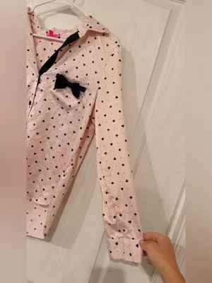FINAL PRICE Betsey Johnson Pink Button-Front Heart Print Pajama Top thumbnail 5