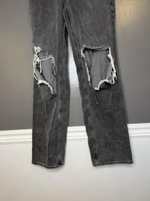 PacSun 90s Boyfriend Jeans Womens 27 Charcoal Gray High Rise Distressed Denim thumbnail 3