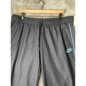 Vintage Nike Track Pants Black Blue Swoosh Y2K Windbreaker Athletic XL New thumbnail 2