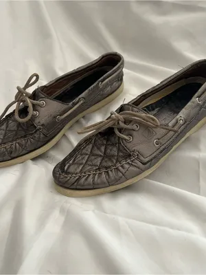 Sperry Metallic Quilted Leather Boat Shoes Size 9 thumbnail 8