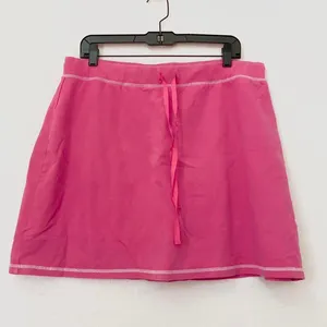 Nike 2000s Y2K Pink cotton mini tennis sport active fitted skort skirt w/shorts white contrast stitching drawstring Size XL-has stretch. Measurements in pics thumbnail 1