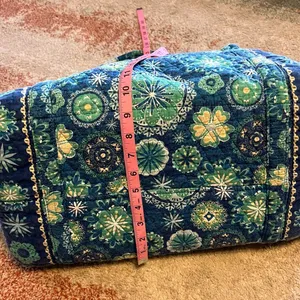 Quilted Fabric Overnight Weekend Duffle Bag Carry On Blue Yellow Floral Zip thumbnail 8