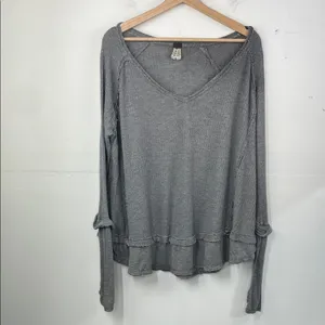 Free People We The Free Laguna Thermal Tunic Top Gray Size Medium oversized thumbnail 3