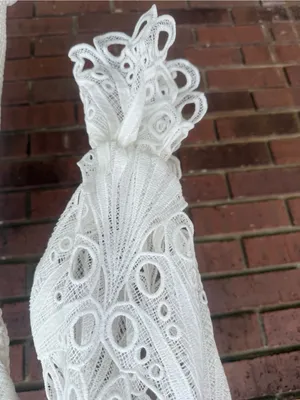 Pretty Little Thing White Lace Sleeve Shirred Bodycon Mini Dress Size 6 New NWT thumbnail 6