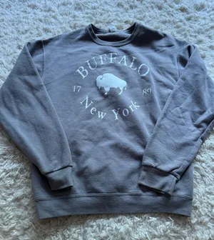 Gildan Buffalo Gray Crewneck Sweatshirt with White Logo thumbnail 1