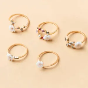 5 piece flower rings thumbnail 2