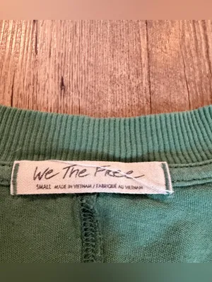 Free People We The Free Sage Green V-Neck Buffy Balloon Sleeve Sweatshirt Small thumbnail 3