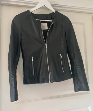 Mango Genuine Leather Biker Jacket Xs/S thumbnail 1