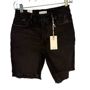 Good American Good 90s High Rise Raw Hem Icon Short in‎ Black Size 0/25 NWT thumbnail 7