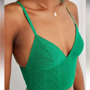 Aerie NWT Green Size Medium Longline Cable Lace Bralette thumbnail 1