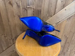 BCBGeneration Women’s Size 6.5B Black Patent Ankle Boots Blue 4” Stiletto Heel thumbnail 6