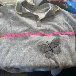 Vintage‎ sweatshirt with collar and flowery pattern pocket on sleeve thumbnail 8