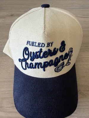 Oysters & Champagne Embroidered Two-Tone Cap - Cream & Navy thumbnail 2
