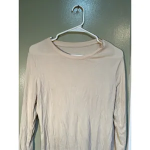 A New Day Women's Size Small Long Sleeve Ribbed T-Shirt Crewneck Beige Stretch thumbnail 4