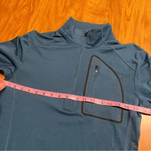 ibex Woolies Tech 1/4 zip Blue Merino Wool Quarter thumbnail 6