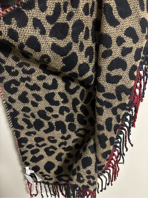 Maurices Blanket Scarf Reversible Red Plaid Cheetah Print New Pashmina Shawl thumbnail 4