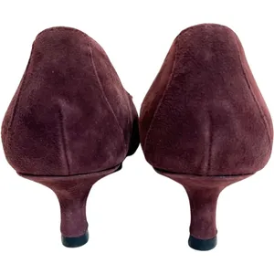 Donald J. Pliner Burgundy Red Suede Kitten Heel Flower Toe Pumps sz 7 NEW No Box thumbnail 7