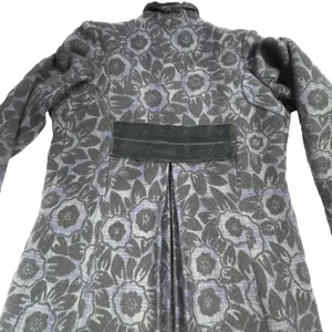 Custom Black Jacquard Long Coat Womens Medium Goth Wool Maxi Overcoat Witchy VTG thumbnail 6