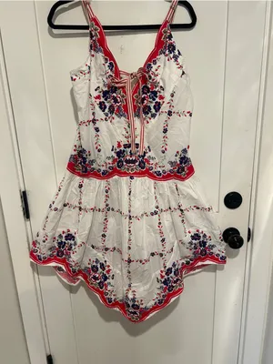 Anthropologie Celandine Plunge-Neck Drop-Waist Cotton Midi Dress size small thumbnail 2
