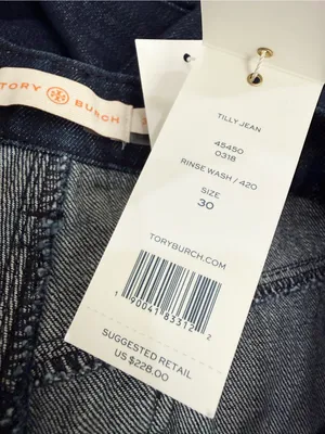 TORY BURCH Tilly Jean Fringe Pocket Dark Indigo High Rise Wide Leg Jeans Size 30 thumbnail 13