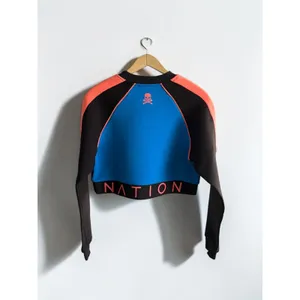 PE Nation x SoulCycle Cropped Sweatshirt Blue Orange Black Colorblock Logo Small thumbnail 2