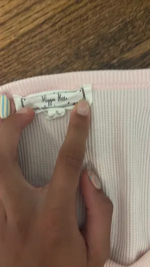 Hippie rose Ribbed set pink cardigan and striped tank top thumbnail 4
