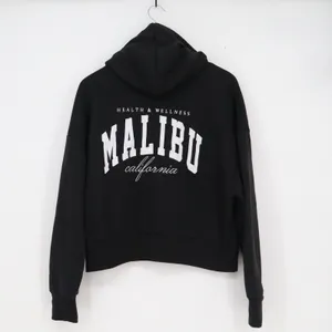 Faded Rose Malibu Health & Wellness Zip Up Hoodie Black Cropped Fleece XL thumbnail 5