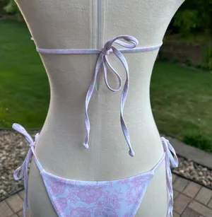 Colorful Natalie White with pink bows bikini set thumbnail 6