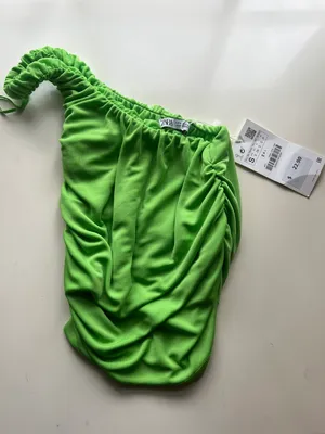 ZARA green one shoulder top thumbnail 1