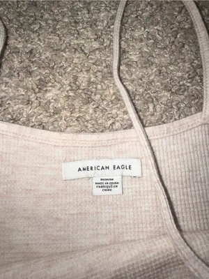American Eagle Waffle Knit Cami - Medium, Cream/Tan thumbnail 3