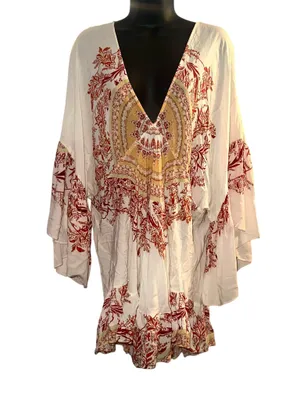 Free People Sunset Dream printed boho bell sleeve tunic thumbnail 5